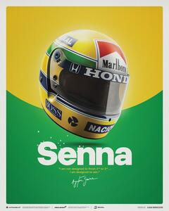Umjetnički tisak Ayrton Senna - Helmet - San Marino GP - 1988, (40 x 50 cm)