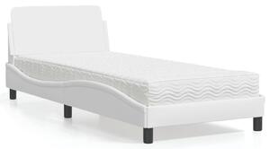 Krevet s madracem Dover bijeli 80 x 200 cm od umjetne kože - Bijela / 80 x 200 cm