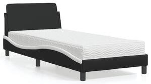 Krevet s madracem Dover crno-bijeli 90 x 190 cm od umjetne kože - Crna / 90 x 190 cm