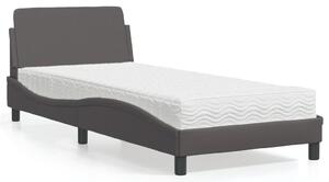 Krevet s madracem Dover sivi 80 x 200 cm od umjetne kože - Siva / 80 x 200 cm