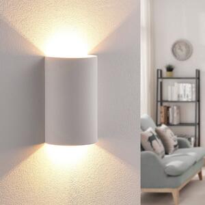 Lindby LED zidna svjetiljka Jenke, visina 16 cm, bijela, gips, Bijela, Dnevni boravak/blagovaonica, Gips / glina