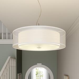 Lindby visilica Pikka, bijela, tekstil, Ø 50 cm, E27, prigušiva, Bijela, Dnevni boravak/blagovaonica, Tkanina / tekstil