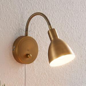 Lindby zidna lampa Amrei, starinski mesing, 42 cm, utikač, prigušivanje, prigušiva, Bronca / stari mesing, Dnevni boravak/blagovaonica, Metal, Svjetlo za čitanje