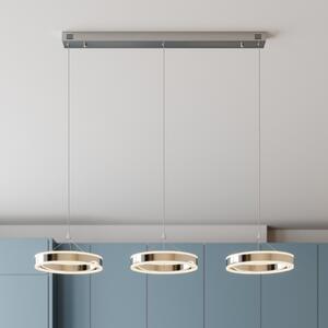 Lucande LED visilica Lyani, 115cm, 3 žarulje, krom, prigušivanje, prigušiva, Metalik, Dnevni boravak/blagovaonica, Metal