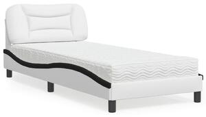 Krevet s madracem Hvar bijelo-crni 80 x 200 cm od umjetne kože - Crna / 80 x 200 cm
