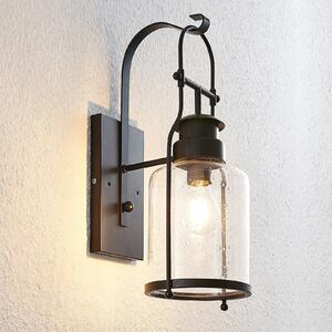 Lindby Rozalie zidna lampa, crna, metal, lampion, 44cm