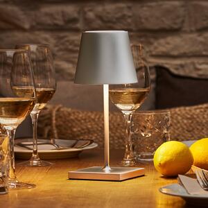 LED baterijska stolna lampa Nuindie mini, Easy Connect, srebrna, dimm