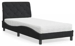 Krevet s madracem crni 80 x 200 cm baršunasti - Crna / 80 x 200 cm
