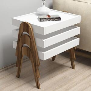 Woody Fashion Set stolića ROMA WHITE, Roma - Walnut, White