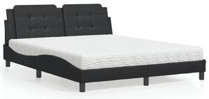 Krevet s madracem Zadar crni 160 x 200 cm od umjetne kože - Crna / 160 x 200 cm