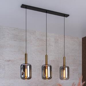 Lucide Viseća lampa Joanet sa dimljenim staklom, tri žarulje, prigušiva, Sivo, Dnevni boravak/blagovaonica, Staklo
