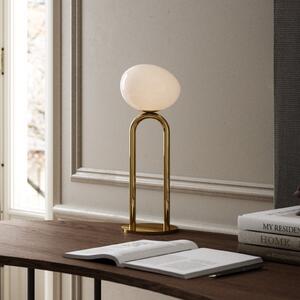 Stolna lampa oblika sa staklenim sjenilom, bijela/mjed