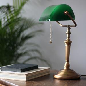 Stolna lampa Ancilla, stakleno sjenilo, brončana/zelena