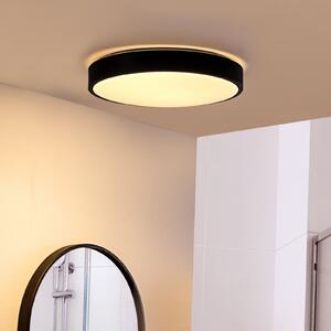 Lindby LED stropna svjetiljka Medon, Ø 38 cm, crna, IP44, metal, Crno, kupaonica, Metal