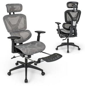 Ergonomska uredska stolica s preklopnom podrškom za noge i podesivim naslonjačem za glavu, računalnička stolica