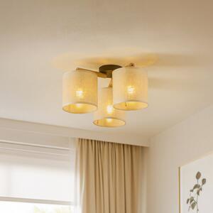 TK Lighting Stropna svjetiljka Deva, tekstil, tri žarulje, prigušiva, Bež, Dnevni boravak/blagovaonica, Tkanina / tekstil