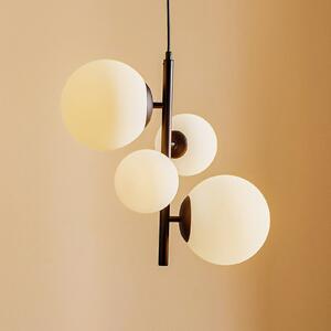 ALDEX Dione viseća lampa, za četiri sijalice, crna, prigušiva, Crno, Dnevni boravak/blagovaonica, Staklo