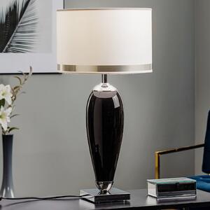 Stolna lampa Lund, crno/bijela, visina 60 cm, tekstil