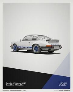 Umjetnički tisak Porsche 911 RS - 1973 - White, (40 x 50 cm)