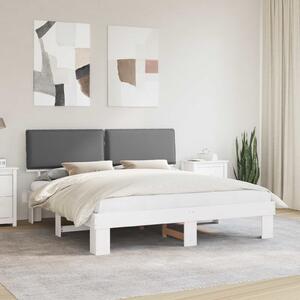 Krevetni okvir s tapiciranim uzglavljem Svijetlo siva - Smeđa / 75 x 190 cm