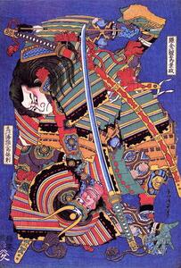 Reprodukcija Kengoro warrior, Hokusai, Katsushika