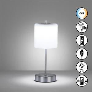 LED baterijska stolna lampa Riva nikal/opal visina 34,5cm