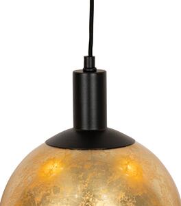 Dizajnerska viseća lampa crna sa zlatnim staklom 5 svjetla - Bert