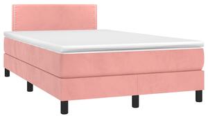 Krevet box spring s madracem LED ružičasti 120x190cm baršunasti - Ružičasti / 120 x 190 cm