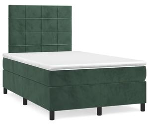 Krevet box spring s madracem tamnozeleni 120x190 cm baršunasti - Zelena / 120 x 190 cm