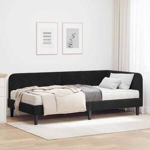 Kutni okvir kreveta Crna 90 x 190 cm Baršun - Crna / 90 x 190 cm