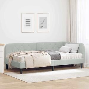Kutni okvir kreveta Svijetlo siva 90 x 190 cm Baršun - Svjetlosiva / 90 x 190 cm