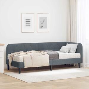 Kutni okvir kreveta Tamno siva 80 x 200 cm Baršun - Siva / 80 x 200 cm