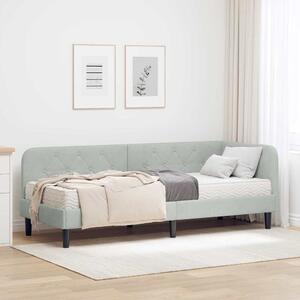 Kutni okvir kreveta Svijetlo siva 80 x 200 cm Baršun - Svjetlosiva / 80 x 200 cm