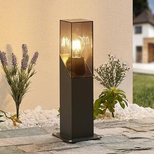 Lucande postolje svjetlo Fiola, 40 cm, antracit, IP54, prigušiva, Crno, Metal