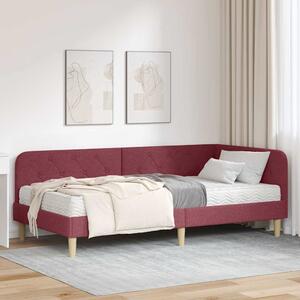 Kutni okvir kreveta Vinska crvena 90 x 190 cm tkanina - Crvena / 90 x 190 cm