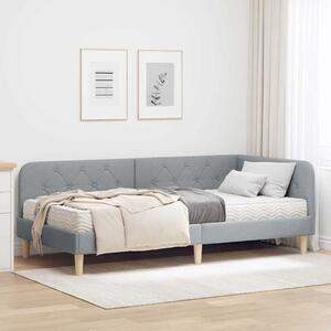 Kutni okvir kreveta Svijetlo siva 90 x 190 cm tkanina - Svjetlosiva / 90 x 190 cm