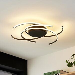 Lindby LED stropna svjetiljka, Hamza, Ø 49 cm, crna, aluminij, prigušiva, Crno, Dnevni boravak/blagovaonica, Metal