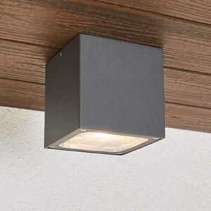 Lucande LED stropna svjetiljka Tanea, 12x12 cm, tamno siva, IP54, Sivo, Metal