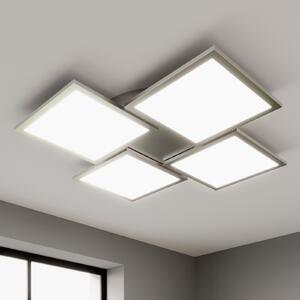Lucande LED stropna svjetiljka Ilira, 4 žarulje, srebrna, CCT, prigušiva, prigušiva, Metalik, Kuhinja, Aluminij