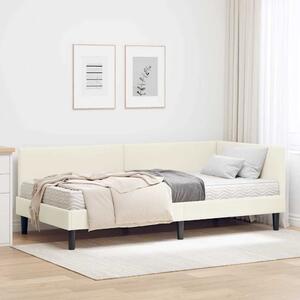 Kutni krevetni okvir s madracem Ostalo 2 pcs Krema Baršun - Krem / 90 x 190 cm