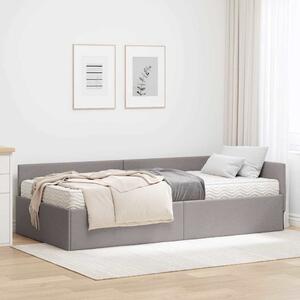 Kutni krevetni okvir s madracem Ostalo 2 pcs Sivo-smeđa tkanina - Smeđesiva / 80 x 200 cm