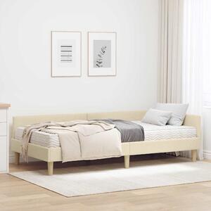 Kutni krevetni okvir s madracem s madracem 2 pcs Krema tkanina - Krem / 80 x 200 cm