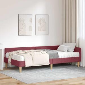 Kutni krevetni okvir s madracem s madracem 2 pcs Siva tkanina - Crvena / 80 x 200 cm