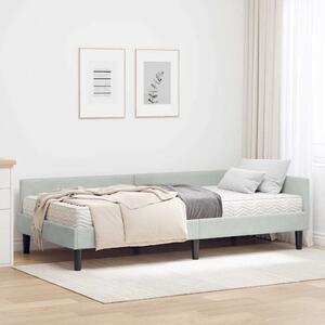 Kutni krevetni okvir s madracem Ostalo 2 pcs Svjetlosiva Baršun - Svjetlosiva / 90 x 190 cm