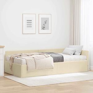 Kutni krevetni okvir s madracem Ostalo 2 pcs Krema tkanina - Krem / 100 x 200 cm