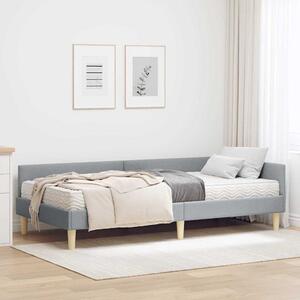 Kutni krevetni okvir s madracem 2 pcs Svijetlo siva tkanina - Svjetlosiva / 80 x 200 cm