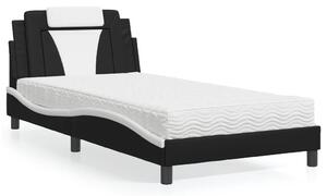 Krevet Viana s madracem crno-bijeli 100 x 200 cm od umjetne kože - Crna / 100 x 200 cm