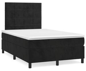 Krevet box spring s madracem LED crni 120 x 190 cm baršunasti - Crna / 120 x 190 cm