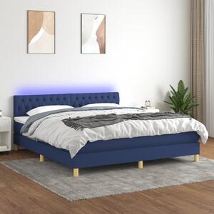 Krevet box spring s madracem LED plavi 160x200 cm od tkanine - Plava / 160 x 200 cm