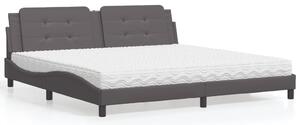 Krevet s madracem Zadar sivi 200 x 200 cm od umjetne kože - Siva / 200 x 200 cm